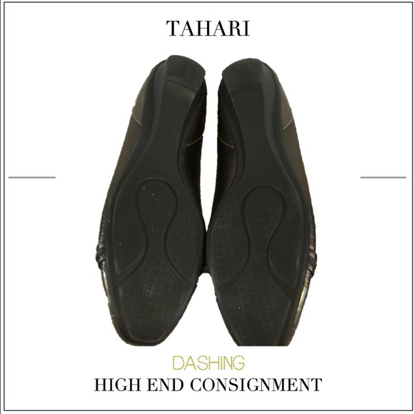 Bronze Tahari Salo Leather & Stretch Slip On Flats - Picture 4 of 4