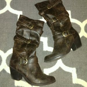 Mid calf brown boots
