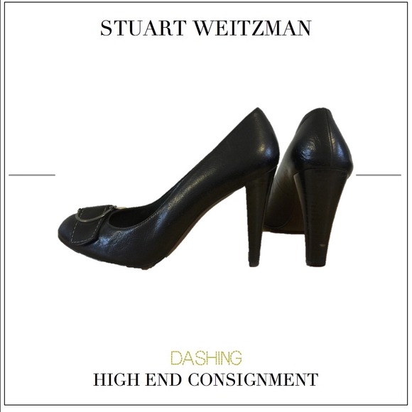 Stuart Weitzman Black Pump w/Silver Metal Buckle - Picture 2 of 4