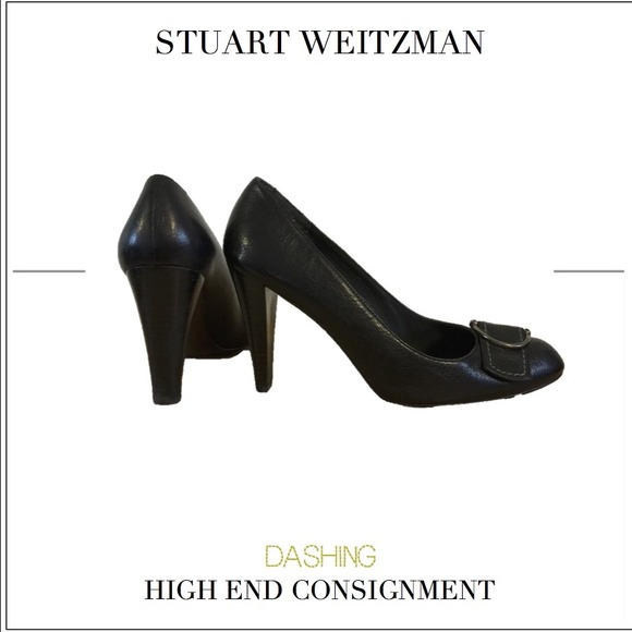 Stuart Weitzman Black Pump w/Silver Metal Buckle - Picture 3 of 4