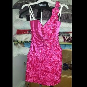 Short pink homecoming formal prom dress