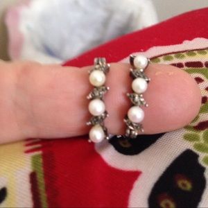 Hoops with pearls stamped 925/cleaned or Patina