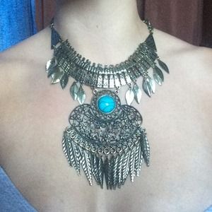 gypsy necklace with turquoise marble