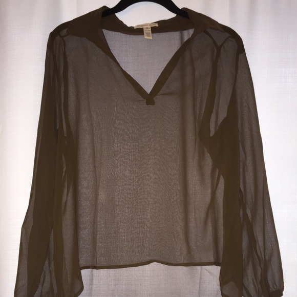 Sheer brown long sleeve blouse