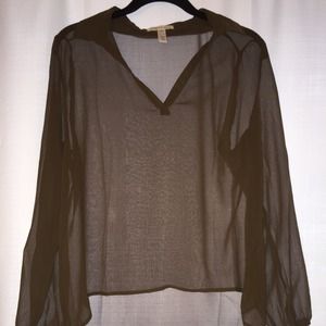 Sheer brown long sleeve blouse