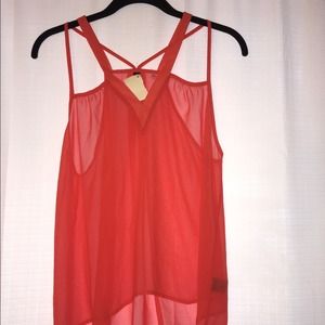 Red chiffon tank