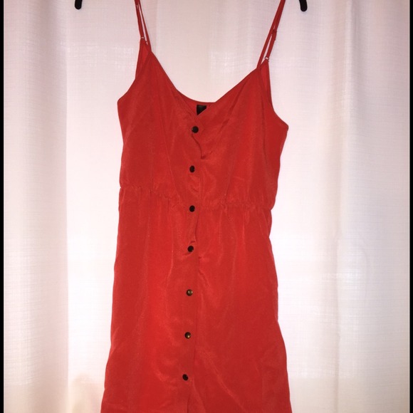 Red button down dress