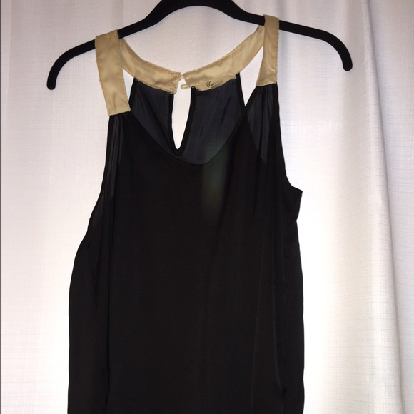 Cream and black satin tank