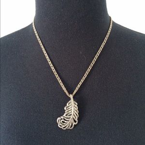Fossil feather necklace