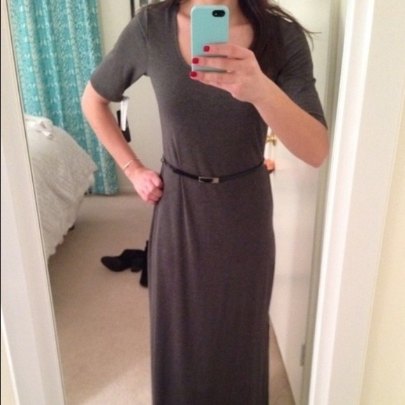 Short sleeve belted maxi dress