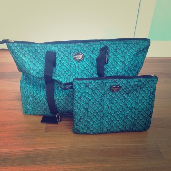 Coach Teal Packable Tote