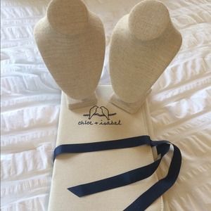 Two linen necklace displays and a organizer