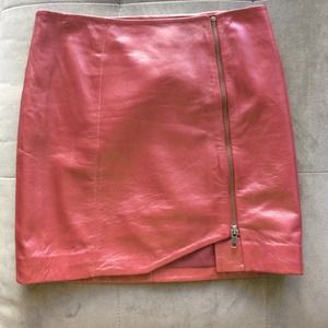 Leith Red Leather Zip Mini Skirt