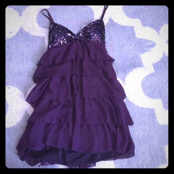 Purple sequined cocktail dress