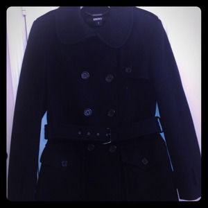 DKNY Double Breasted Cashmere Blend Trench Coat