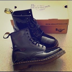 Black patent leather Dr. Marten boots