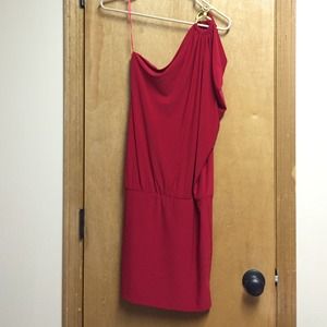Red dress, one shoulder dress