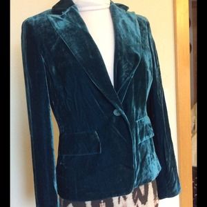 New teal velvet blazer