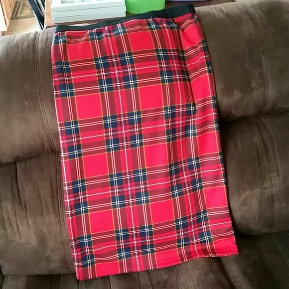 Moon Plaid Pencil Skirt