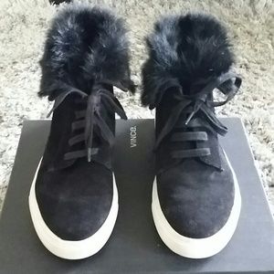 Vince rabbit fur and suede sneakers
