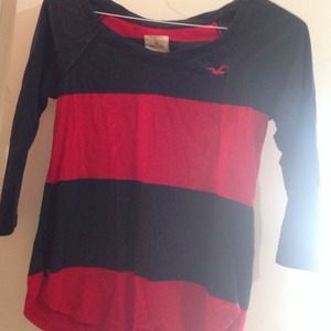 Navy blue and red hollister top