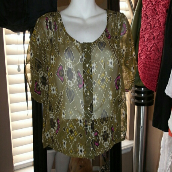 Sugar 17 crop lace shirt see through / symmetrical