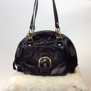 Coach Crinkled Black Patent Over-shoulder Handbag