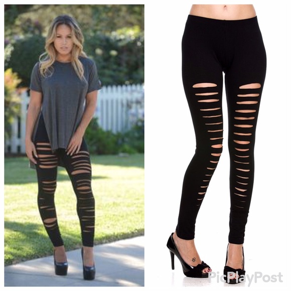 🔸🆕 HARLEE➖Cut-Out Black Leggings - Picture 1 of 2