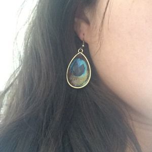 Drop earrings with a beautiful peacock pattern!