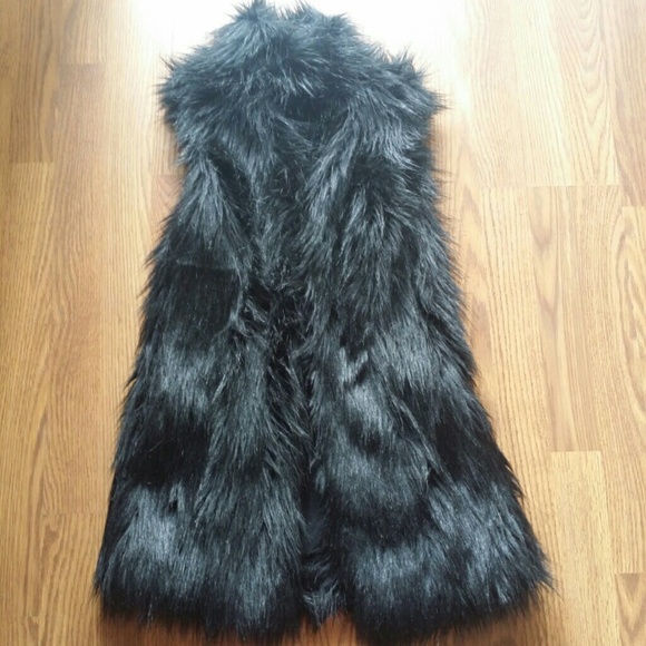Zara black faux fur vest