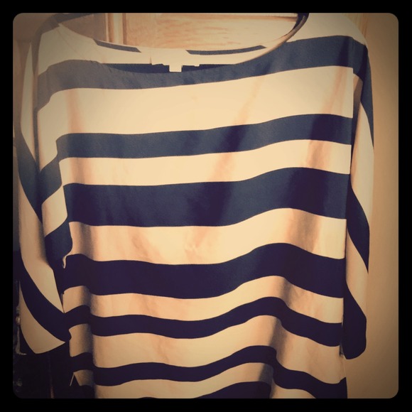 Loft camel and black striped shirt
