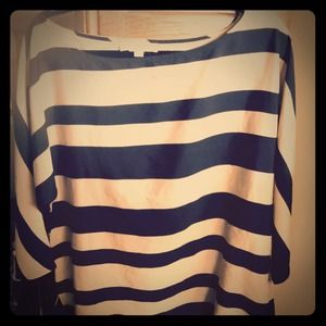 Loft camel and black striped shirt