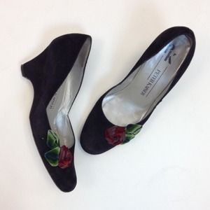 Peter Kaiser Black Suede Wedge Heels