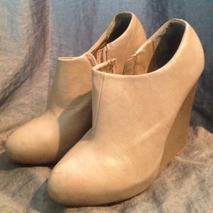 Tan wedge booties