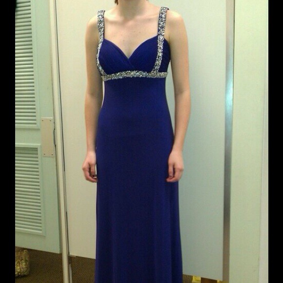 Long draped back purple prom/formal dress