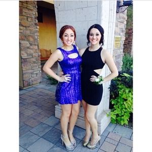 Formal sparkly blue sequined dress