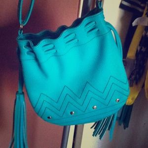 Turquoise messenger pouch