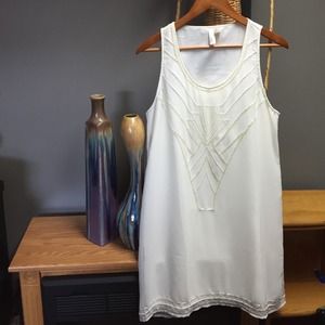 Beaded White Shift Dress