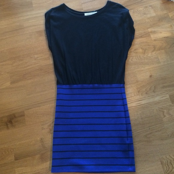 Black and blue striped dress.