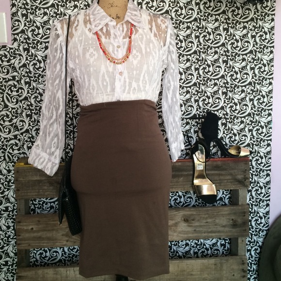 Brownish Pencil Skirt
