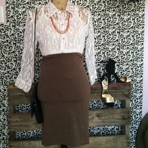 Brownish Pencil Skirt