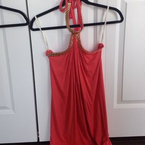 SKY Brand Coral Halter Dress, size Small