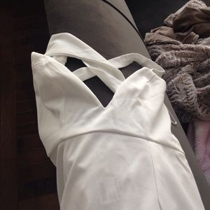 Akira white maxi dress w/high slit, NWT, size M