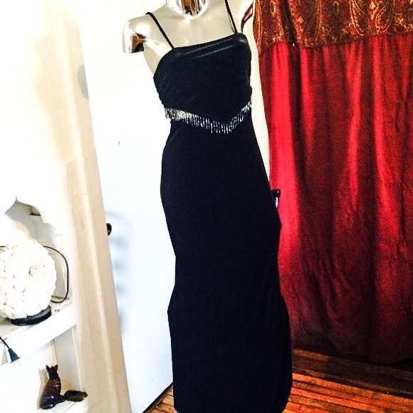 Vintage crushed velvet mesh cutout dress