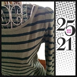 Olive green and navy striped T-shirt dress