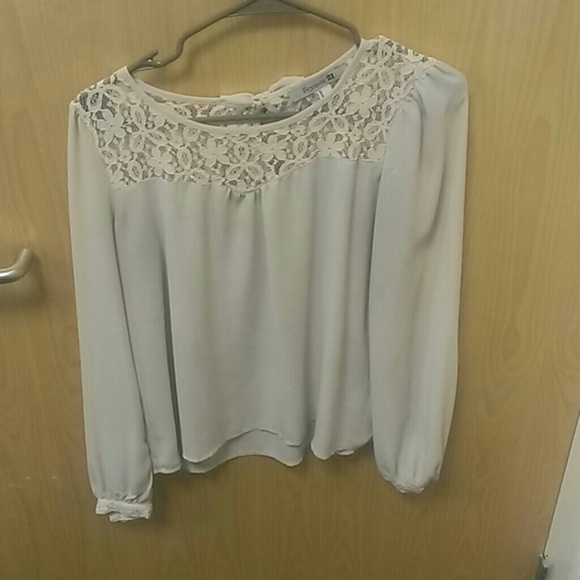 Tan shirt with lace
