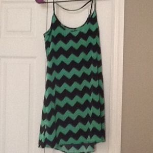 Green black striped dress