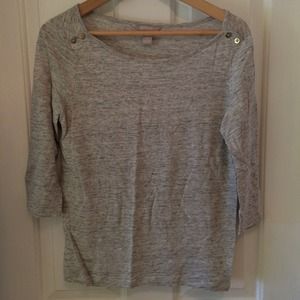 Banana Republic 3/4 sleeve Grey Boatneck Linen Tee