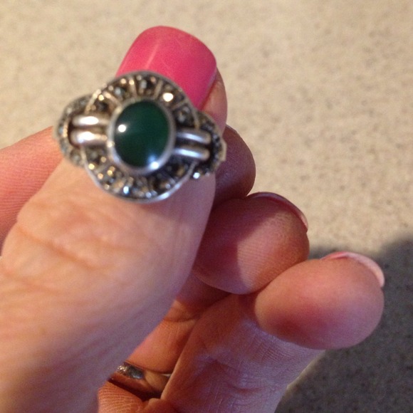 Vintage silver jade with real rhinestones.