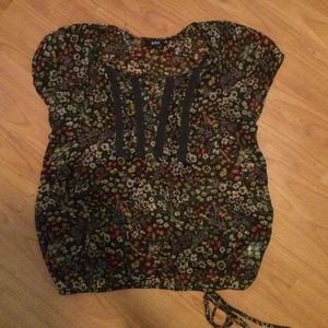 A.N.A Sheer Navy Floral Top🎀